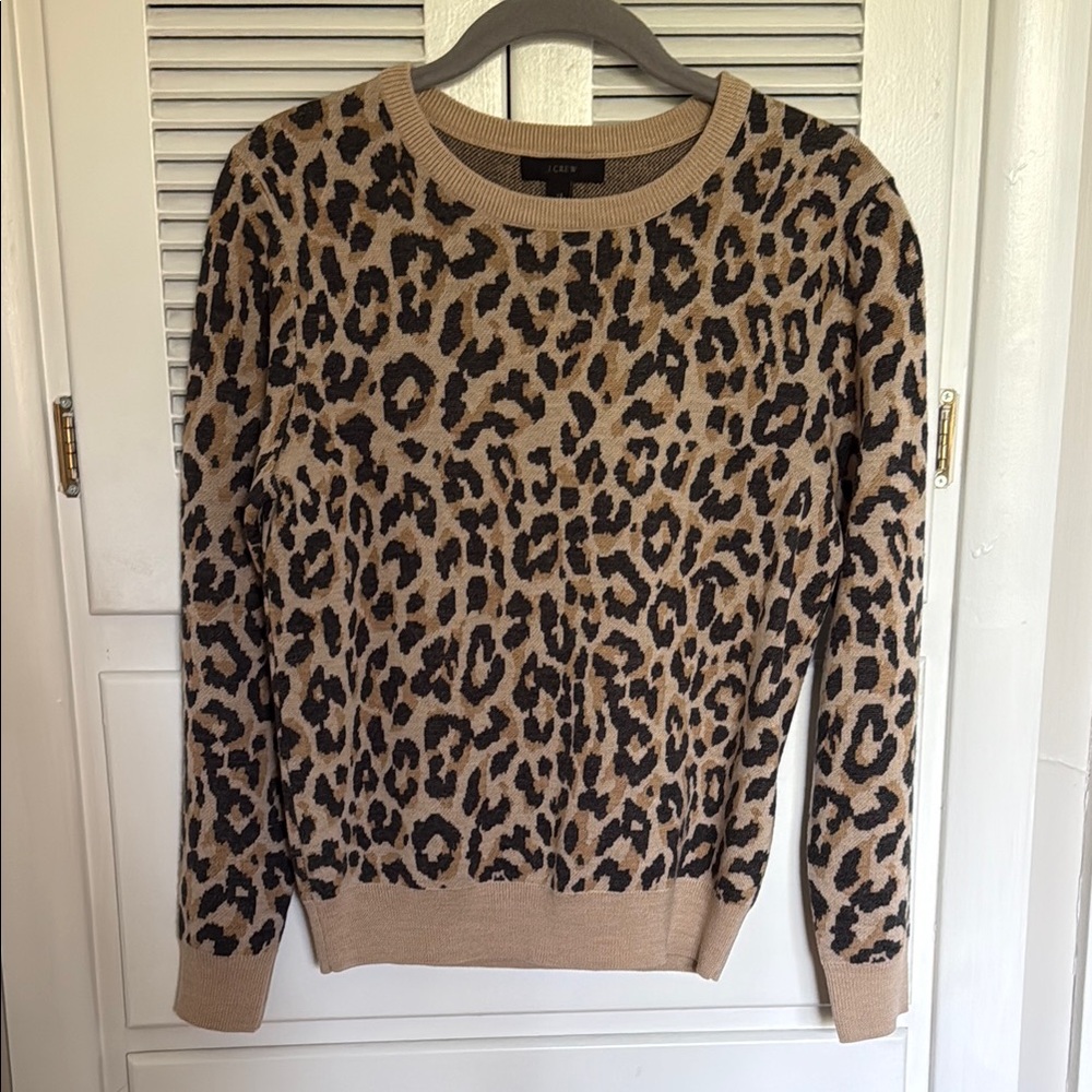 Jcrew leopard print merino wool sweater